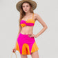 Colorblock Twist Bikini Top with Flared Swim Skirt Bottom for Playful and Sporty Beachwear Look