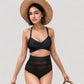 Wrap Bikini Top with Mesh High Waist Bottom for Sleek and Modern Two-Piece Swimsuit Look