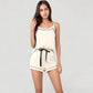 Cami and Shorts Pajama Set with Contrast Trim and Adjustable Waist Tie