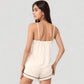 Cami and Shorts Pajama Set with Contrast Trim and Adjustable Waist Tie