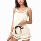 Cami and Shorts Pajama Set with Contrast Trim and Adjustable Waist Tie