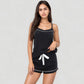 Cami and Shorts Pajama Set with Contrast Trim and Adjustable Waist Tie