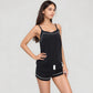 Cami and Shorts Pajama Set with Contrast Trim and Adjustable Waist Tie