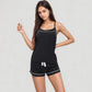 Cami and Shorts Pajama Set with Contrast Trim and Adjustable Waist Tie