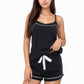 Cami and Shorts Pajama Set with Contrast Trim and Adjustable Waist Tie