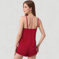Cami and Shorts Pajama Set with Contrast Trim and Adjustable Waist Tie