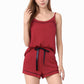 Cami and Shorts Pajama Set with Contrast Trim and Adjustable Waist Tie
