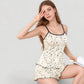 Star Print Cami and Shorts Pajama Set with Contrast Trim and Lettuce Hem