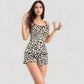 Star Print Cami and Shorts Pajama Set with Contrast Trim and Lettuce Hem