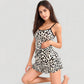 Star Print Cami and Shorts Pajama Set with Contrast Trim and Lettuce Hem