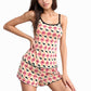 Star Print Cami and Shorts Pajama Set with Contrast Trim and Lettuce Hem