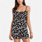 Floral Print Cami Top and Shorts Pajama Set with Adjustable Spaghetti Straps and Front Tie Detail