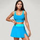 Scoop Neck Bikini Top and High Waist Skirted Swim Bottom Set with Contrast Trim Detail