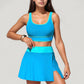 Scoop Neck Bikini Top and High Waist Skirted Swim Bottom Set with Contrast Trim Detail