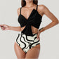 Knot Front Bikini Top and High Waist Abstract Print Bottom Two-Piece Swimsuit