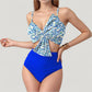 Knot Front Bikini Top and High Waist Abstract Print Bottom Two-Piece Swimsuit