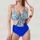 Knot Front Bikini Top and High Waist Abstract Print Bottom Two-Piece Swimsuit