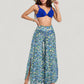 Three-Piece Swimsuit Set with Bikini Top High Waist Bottom and Sheer Abstract Print Wide Leg Pants