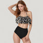 Ruffle Flounce Bikini Top and High Waist Bottom Two-Piece Swimsuit with Contrast Trim