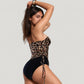 Strapless Leopard Print Ruched Tankini Top and High Waist Bikini Bottom Two-Piece Swimsuit