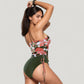 Strapless Leopard Print Ruched Tankini Top and High Waist Bikini Bottom Two-Piece Swimsuit