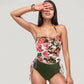 Strapless Leopard Print Ruched Tankini Top and High Waist Bikini Bottom Two-Piece Swimsuit