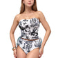 Strapless Leopard Print Ruched Tankini Top and High Waist Bikini Bottom Two-Piece Swimsuit