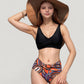 Wrap Front Bikini Top and High Waist Printed Bottom Two-Piece Swimsuit with Paisley Pattern Design