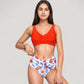 Wrap Front Bikini Top and High Waist Printed Bottom Two-Piece Swimsuit with Paisley Pattern Design