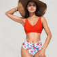Wrap Front Bikini Top and High Waist Printed Bottom Two-Piece Swimsuit with Paisley Pattern Design