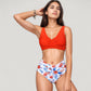 Wrap Front Bikini Top and High Waist Printed Bottom Two-Piece Swimsuit with Paisley Pattern Design