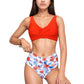 Wrap Front Bikini Top and High Waist Printed Bottom Two-Piece Swimsuit with Paisley Pattern Design