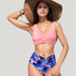 Wrap Front Bikini Top and High Waist Printed Bottom Two-Piece Swimsuit with Paisley Pattern Design