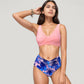 Wrap Front Bikini Top and High Waist Printed Bottom Two-Piece Swimsuit with Paisley Pattern Design