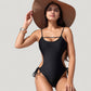 Cutout One-Piece Swimsuit with Strappy Chest Detail Adjustable Side Ties and Open Back Design