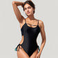 Cutout One-Piece Swimsuit with Strappy Chest Detail Adjustable Side Ties and Open Back Design