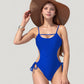 Cutout One-Piece Swimsuit with Strappy Chest Detail Adjustable Side Ties and Open Back Design