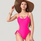 Cutout One-Piece Swimsuit with Strappy Chest Detail Adjustable Side Ties and Open Back Design
