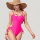 Cutout One-Piece Swimsuit with Strappy Chest Detail Adjustable Side Ties and Open Back Design