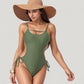 Cutout One-Piece Swimsuit with Strappy Chest Detail Adjustable Side Ties and Open Back Design