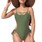 Cutout One-Piece Swimsuit with Strappy Chest Detail Adjustable Side Ties and Open Back Design