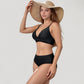 V-Neck Bikini Swimsuit with Crossover Top and High Waist Bottom
