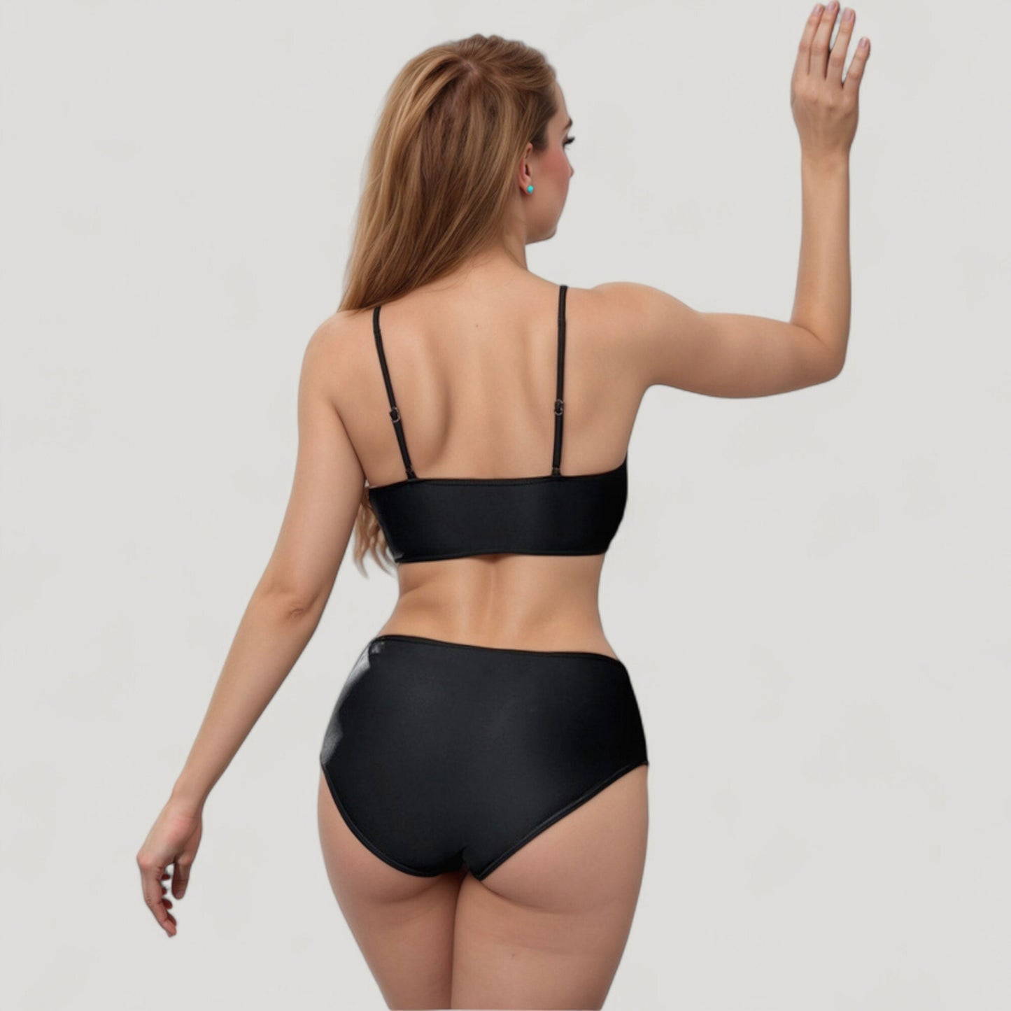 V-Neck Bikini Swimsuit with Crossover Top and High Waist Bottom