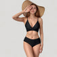 V-Neck Bikini Swimsuit with Crossover Top and High Waist Bottom