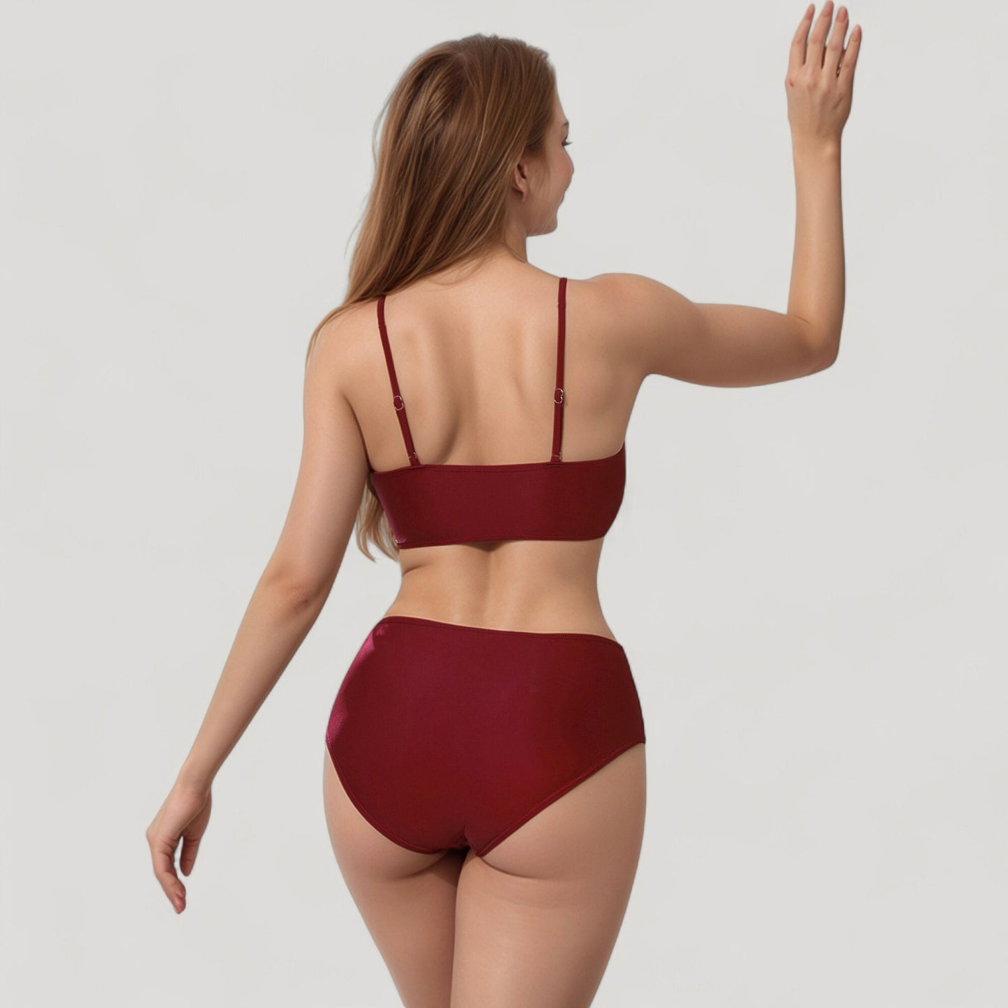 V-Neck Bikini Swimsuit with Crossover Top and High Waist Bottom