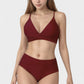 V-Neck Bikini Swimsuit with Crossover Top and High Waist Bottom