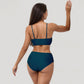 V-Neck Bikini Swimsuit with Crossover Top and High Waist Bottom