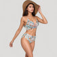 V-Neck Bikini Swimsuit with Crossover Top and High Waist Bottom
