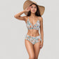 V-Neck Bikini Swimsuit with Crossover Top and High Waist Bottom