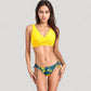 Crisscross Front Bikini Top with V-Neckline and Wide Straps for a Sleek Supportive Fit